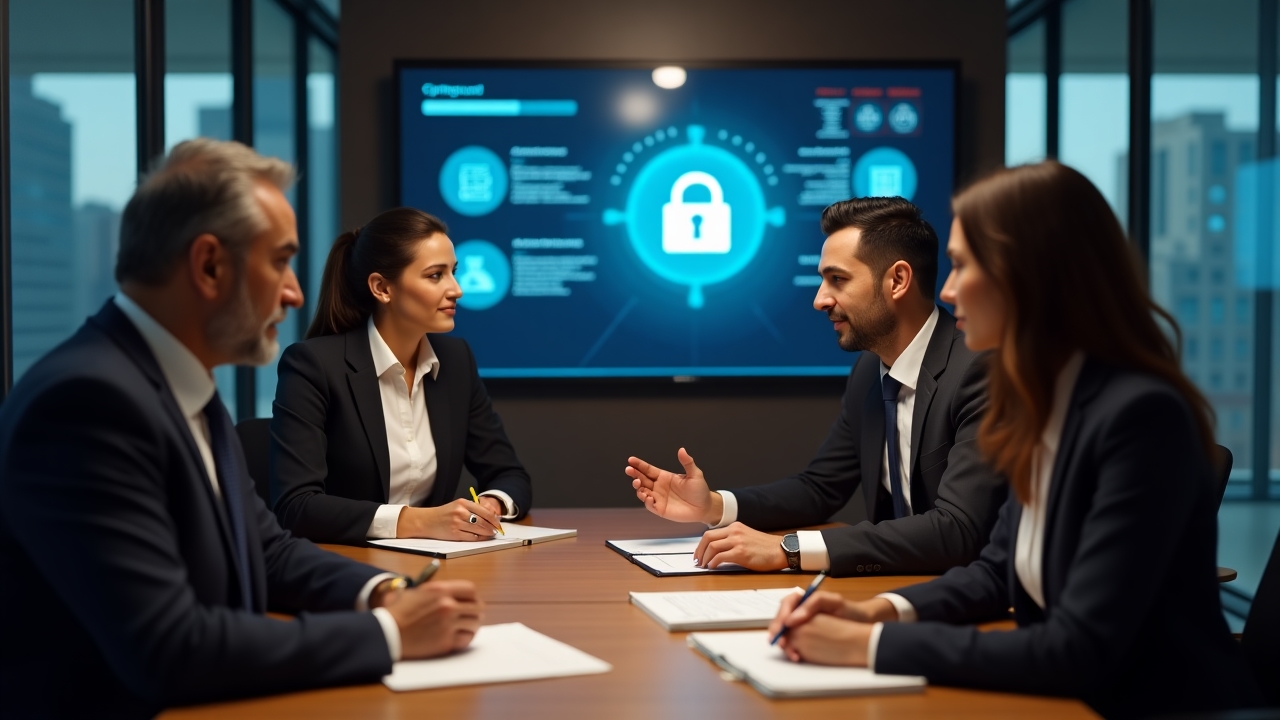 Worktrack consultants meeting with corporate clients to discuss security solutions