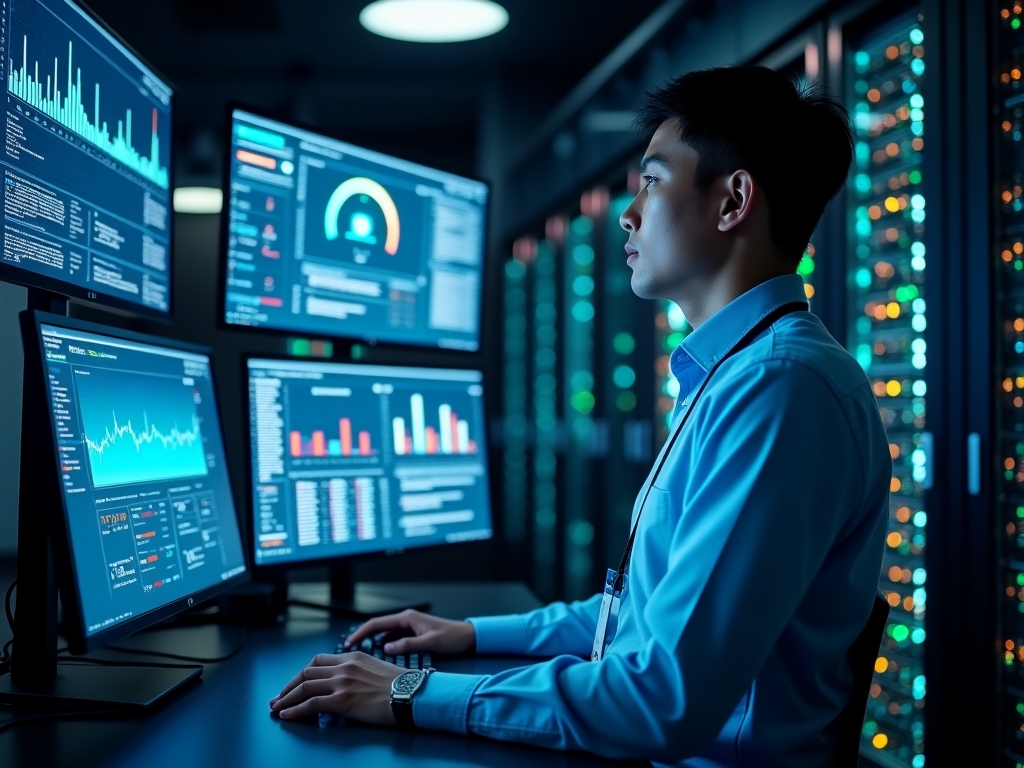 Enterprise data center with advanced security infrastructure protecting corporate data assets